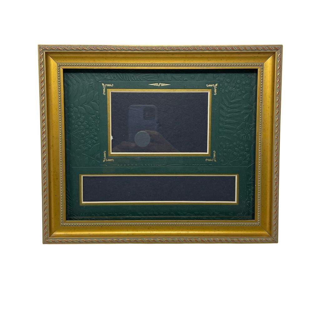 Vintage Gold Picture Photo Frame with Dark Green Matte Easel 10x11 Classic GUC